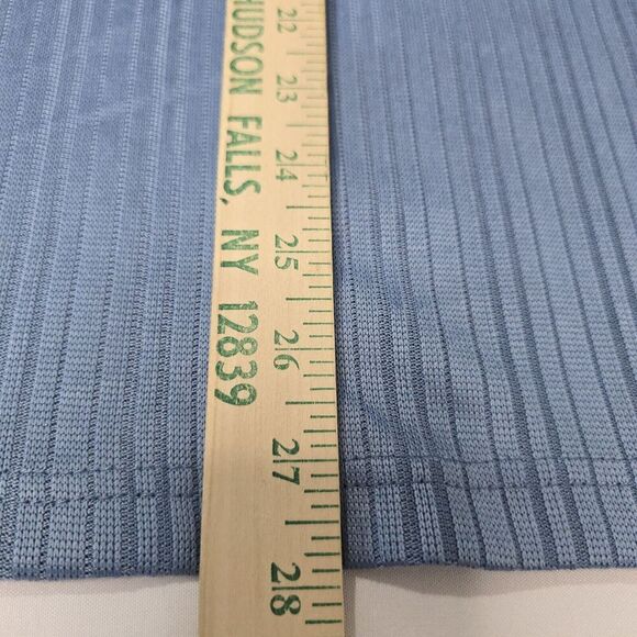 Bruno Luxe NYC Shirt Mens Medium Blue Ribbed Retro Y2K Career Casual Preppy - Picture 5 of 12